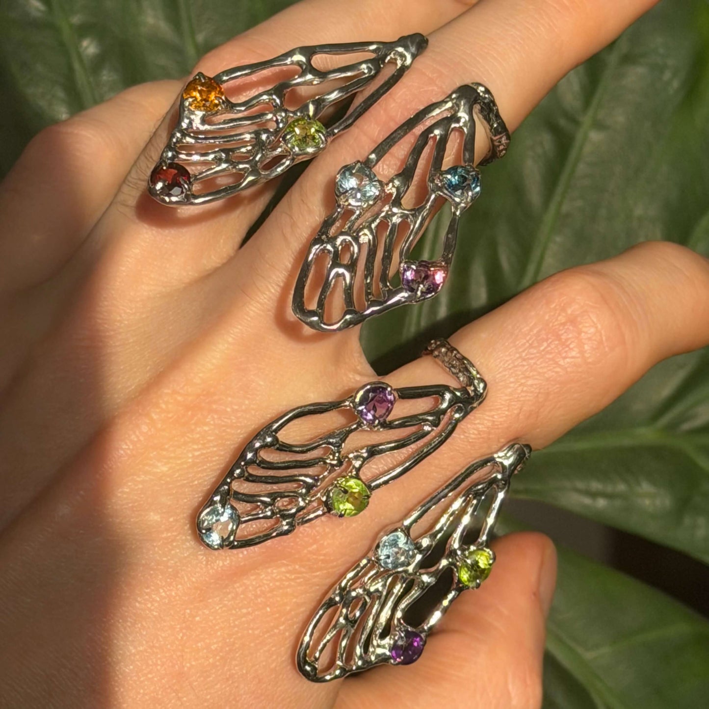 Crystal wings ring