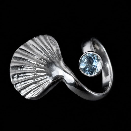 Seashells with topaz & pearl ring