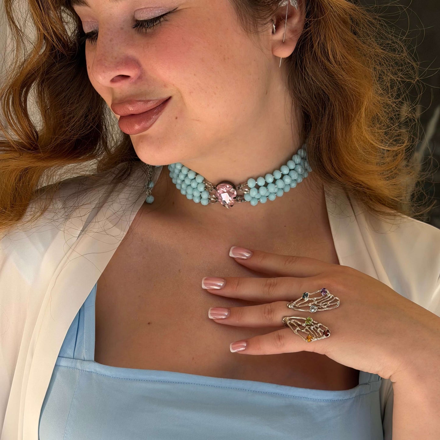 Crystal wings ring