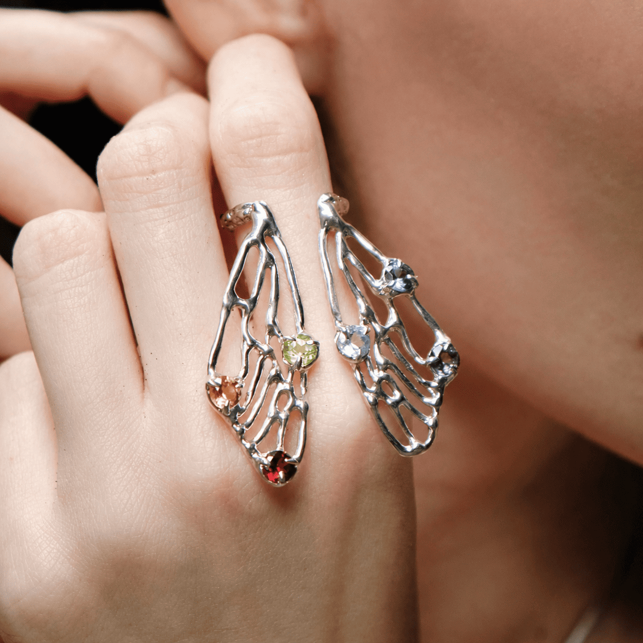 Crystal wings ring