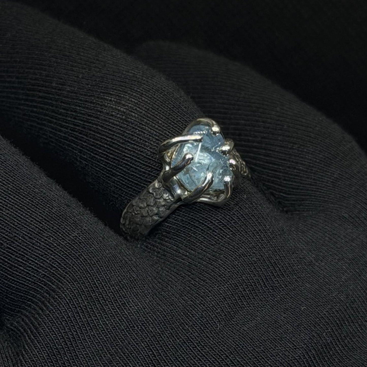 Lizard aquamarine ring